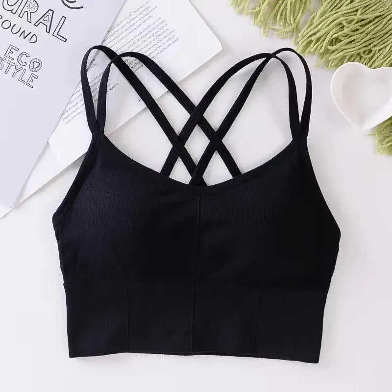 Top Alças Cruzadas Push Up - Sexy, Sem Costura e Respirável
