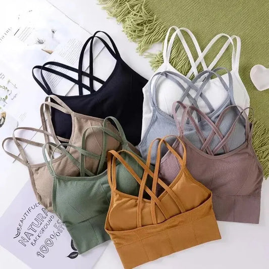 Top Alças Cruzadas Push Up - Sexy, Sem Costura e Respirável