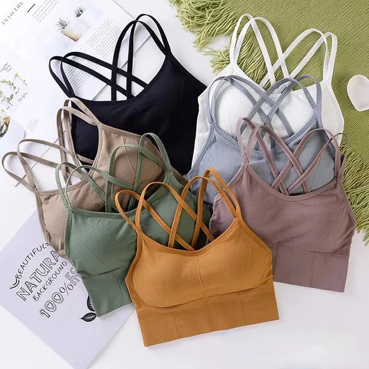 Top Alças Cruzadas Push Up - Sexy, Sem Costura e Respirável